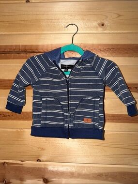 7 For All Mankind Navy & White Striped Zip Hoodie - Kids